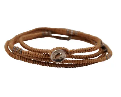 M Cohen Beaded Cord Convertible Wrap Bracelet Brown .925 Gunmetal Gray Necklace • $234.99