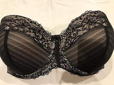 M&S Bra Black Bandeau Padded Strapless Size 36 D • £4.99