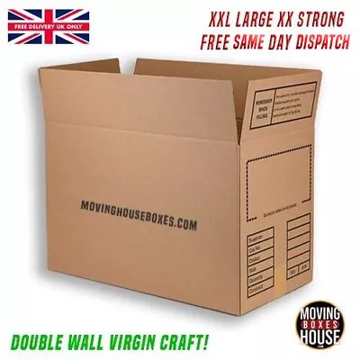 24 INCH EXTRA LARGE DOUBLE WALL Cardboard House Moving Boxes Removal Packing Box • £15.99