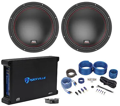 (2) MTX 5510-22 10  1600w DVC 2-ohm Car Audio Subwoofers+Mono Amplifier+Amp Kit • $389.85