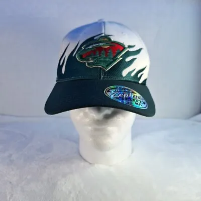 Minnesota Wild Zephyr Fitted Hat Size M/L Authentic NHL Green & Red Flames • $36