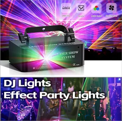 500mW LED Laser Stage Light Beam DMX RGB Scan Projector Light DJ Show Party Xmas • £52.99