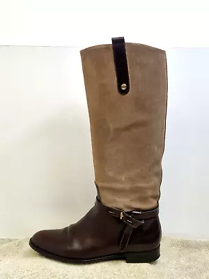 Massimo Dutti Ladies Knee High Boots All Leather Brown Zip UK 6 EU 39 • £29.97