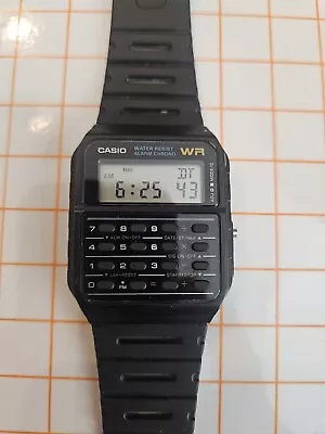 Vintage Casio WR 3208 CA-53W  Calculator Alarm Black Watch • $39