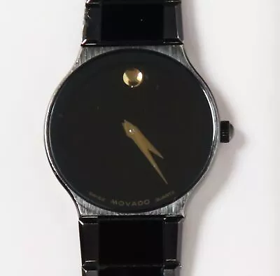 Vintage Movado Museum Ultra Thin Ladies Watch Black 8440881A W/Box Authentic • $99.91