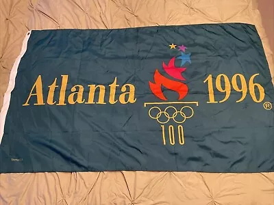 Vintage USA OLYMPIC Games 100 Atlanta 1996 Street Banner Emerson Flag L 35”x57” • $49.99