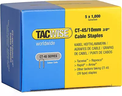 Tacwise CT-45/10mm Cable Tacker Staples 5000 5 X 1000 Packs • £15.33