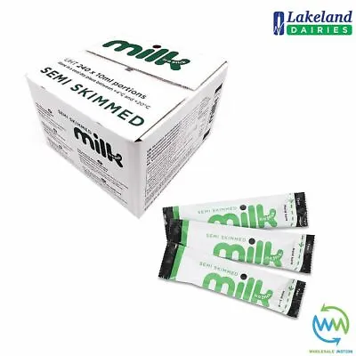 LAKELAND UHT Milk STICKS Individually Packed 100% SEMI Skimmed 10ML LONG LIFE • £5.69