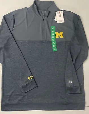 University Of Michigan WOLVERINES 1/4 Quarter Zip Pullover XL Performance GRAY • $27.94