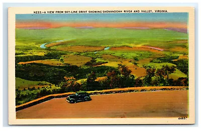 Postcard A View From Sky-Line Drive Showing Shenandoah River & Valley VA C6 • $1.99