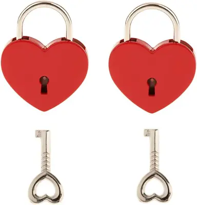 2 Pieces Small Metal Heart Shaped Padlock Mini Lock With Key For Jewelry Box Sto • $10.68
