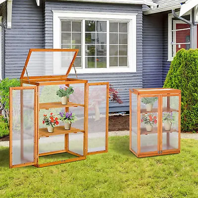 Mini Wood Greenhouse Cold Frame Garden Flower Planting Box Growhouse 3 Types • £67.99