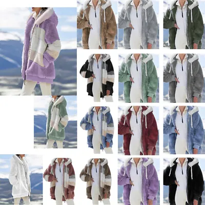 Teddy Large Bear Fleece Outwear Warm Ladies Fluffy Womens Coat Jacket Size Zip • $42.96