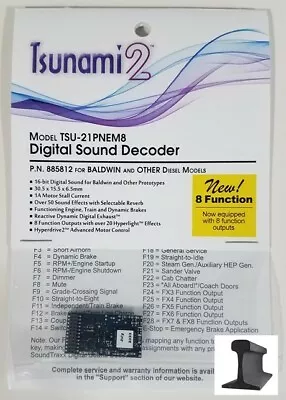 Soundtraxx 885812 Tsunami 2 TSU-21PNEM8 21 Pin Sound Decoder Baldwin ~8 Function • $98.36