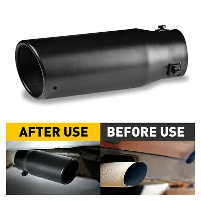 $24.99 • Buy Black Steel Stainless Car Pipe Exhaust Tail Tip Muffler Accessories Universal