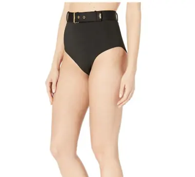 Moschino L8209 Buckle Black High Waisted Bikini Bottoms Women's Size 4 • $146.25