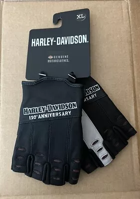 XL Harley Davidson 120th Anniversary True North Fingerless Leather Gloves Mens • $59.99