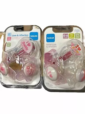 2 Packages MAM Original Pacifiers 3-pack ❤️ Mommy Daddy  0-6 Months Silicone • $24.99