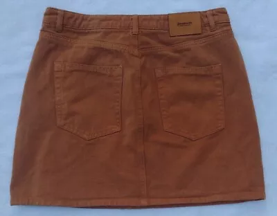 Zaful Stradivarius Womens Denim Brown Skirt Mini A Line Med Wash EUC Medium US 4 • $9.95