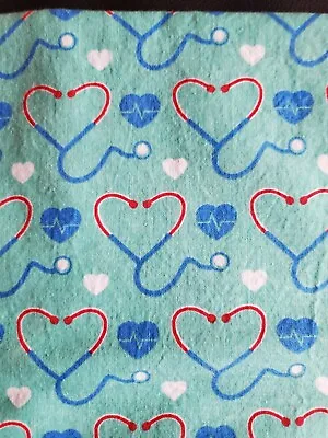 Medical - Stethoscope - Heart - 100% Cotton Fabric • $6.99