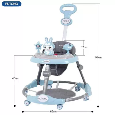 Putong Adjustable Baby Walker Foldable Feeding Tray Music Lights Model P12A New • £45