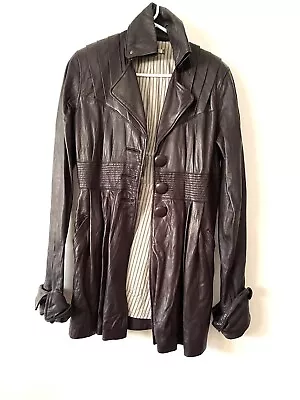 Mike & Chris Jude Black Genuine Leather Jacket Coat Women L • $250