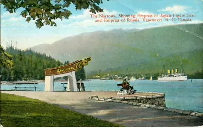 1930s Postcard Canadian Pacific Liner EMPRESS OF RUSSIA In Vancouver Narrows • £1.50