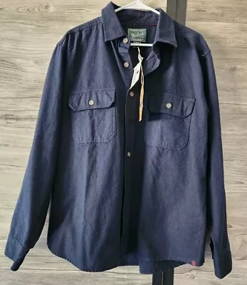 Woolrich Men's Shirt Large Blue Expedition Chamois Heavyweight Cotton NWT • $49