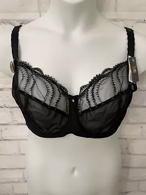 Wacoal Evocative Edge Underwire Bra US Size 40DD Black Unlined Lift Full Cov New • $50