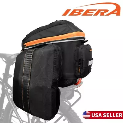 Ibera Bike Trunk Pannier Bag Rear Rack Carrier Clip-On Expandable Seat Side Bags • $89.99