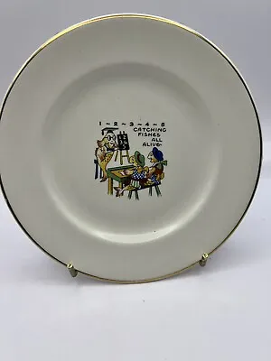 Vintage Falcon Ware 1-2-3-4-5 Catching Fishes All Alive Plate • $20
