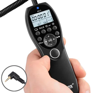 Ayex AX-3 Timer Remote Shutter Release Canon E3 EOS R R6 80D 1300D 1200D 1100D 760D And Much More • £21.59
