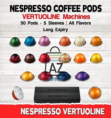 $86.95 • Buy Nespresso Coffee 50 Pods Capsules 5 Sleeves VertuoLine Machines - ALL FLAVORS