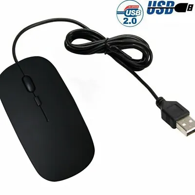 Universal Wired USB 2.0 Optical Mouse Mice For PC Laptop Notebook Desktop Black • £3.99