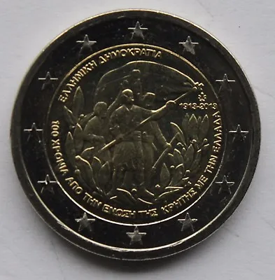 GREECE - 2 € Commemorative Euro Coin 2013 - Union Of Crete With Greece 100 • $5.85