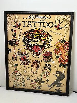 Collectible-Glass/Wood Framed Ed Hardy Tattoo Artwork Pyramid Poster Approx17x21 • $100