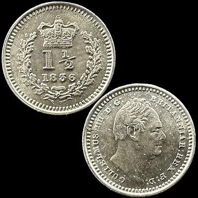 *high Grade* 1836 William Iv Sterling Silver Three Half Pence Coin *collection* • £10.50