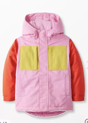 NWT Hanna Andersson Pink Color Block Parka Anorak Snow Jacket 12 • $65