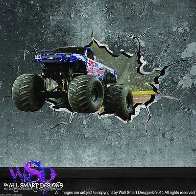 £17.99 • Buy 3d Monster Truck Cracked Wall Effect - Wall Art Sticker Boys Decal Print Wsd401