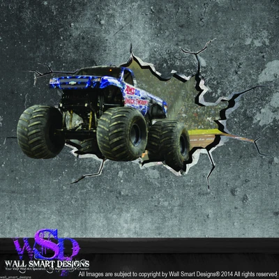 £17.99 • Buy 3d Monster Truck Cracked Wall Effect - Wall Art Sticker Boys Decal Print Wsd401