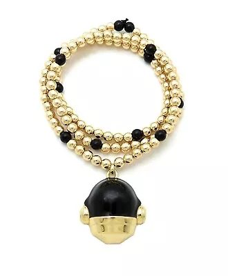 Hip Hop Daft Punk Helmet Pendant & 6mm 26  CCB Bead Fashion Bling Necklace • $16.99