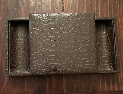 Vintage Men’s Dresser/Desk Leather Valet Box; Alligator Skin Pattern 6”x11.75” • $29.99