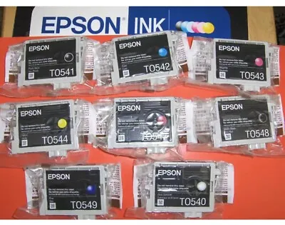 Set 8 Genuine Epson R800 R1800 Inks T0540-T0549 T054 54 T0540/1/2/3/4/7/8/9 • $74.99