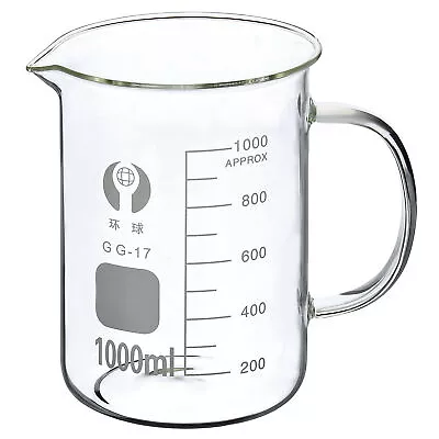 1000ml Glass Beaker With Handle 3.3 Borosilicate Graduated Lab Measuring Cups • $19.47