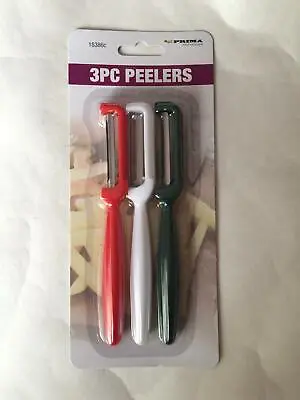 New 3pc Set Potato Carrot Vegetable Hand Peeler Red White Green Stainless • £3.55