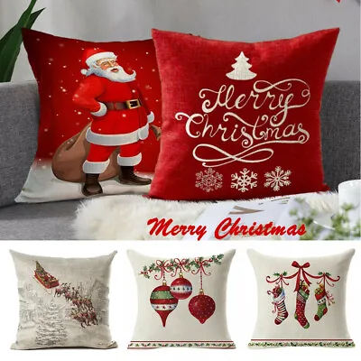 £2.97 • Buy 18  Merry Christmas Santa Claus Cushion Cover Pillow Case Sofa Home Xmas Decor J
