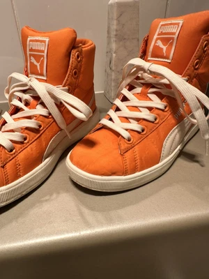$25 • Buy Puma High Top Gym Shoe Sneaker Orange White Size 7 EUR37