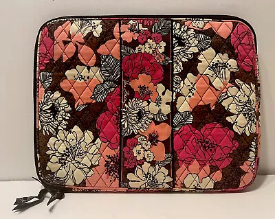 Vera Bradley Mocha Rouge Zip Around Laptop Case Cover Sleeve Padded 17 X 12 • $17