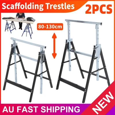 $78.88 • Buy 2pc Scaffolding Trestles Building Handyman Works Scaffold Saw Horse Bench Adjust