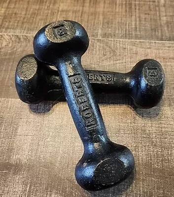 Vintage Pair Of Roberts Cast Iron 3 Lb Dumbbells. 6 Pounds Total . Good Conditio • $20